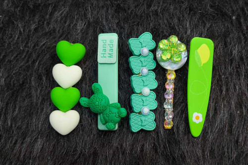 ست گیره مو دخترانه ۵ تایی سبز رنگ