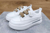 کفش ونس بچه گانه سفید K SHOES بند قهوه ای کد ۵۰۵
