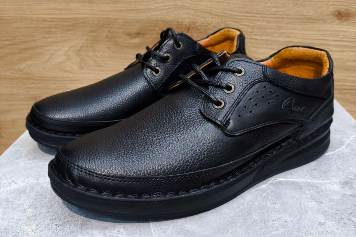 کفش چرم (فوم) مردانه با کفی طبی مشکی کد ۰۶۳