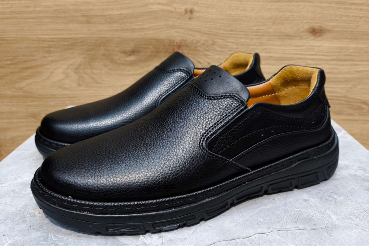 کفش چرم (فوم) مردانه با کفی طبی مشکی کد ۰۹۵