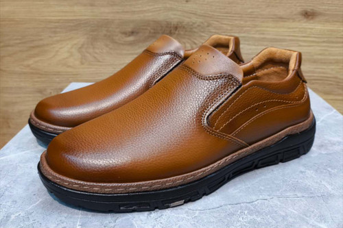 کفش چرم (فوم) مردانه قهوه ای با کفی طبی کد ۰۹۶